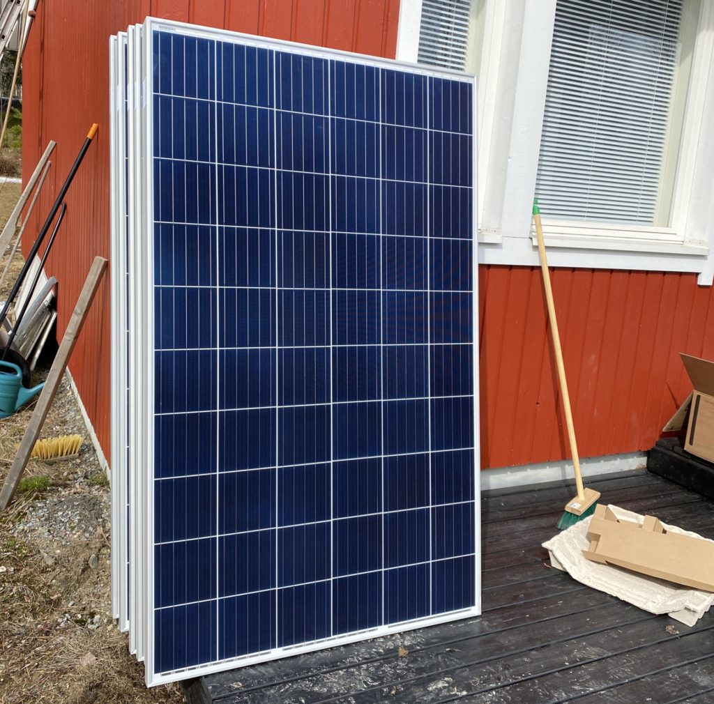 Solar panels waiting for installation.