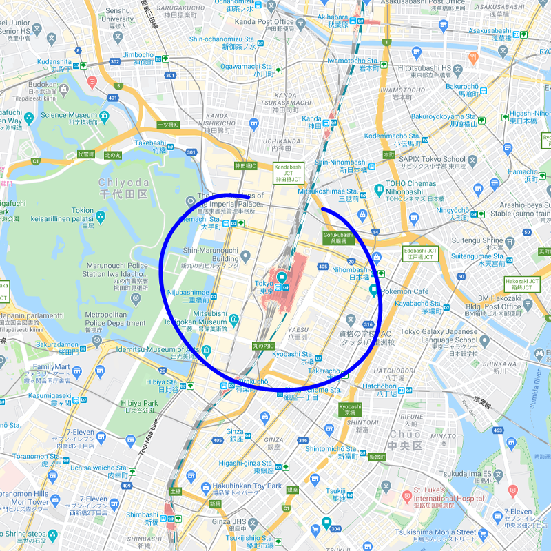Tokyo station on map